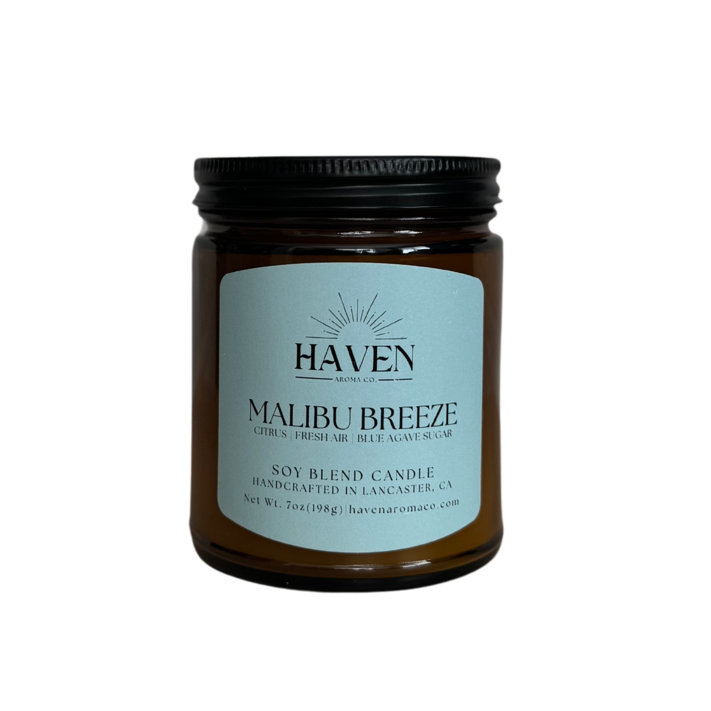 Malibu Breeze Candle - Citrus, Fresh Air, Agave Sugar Scent