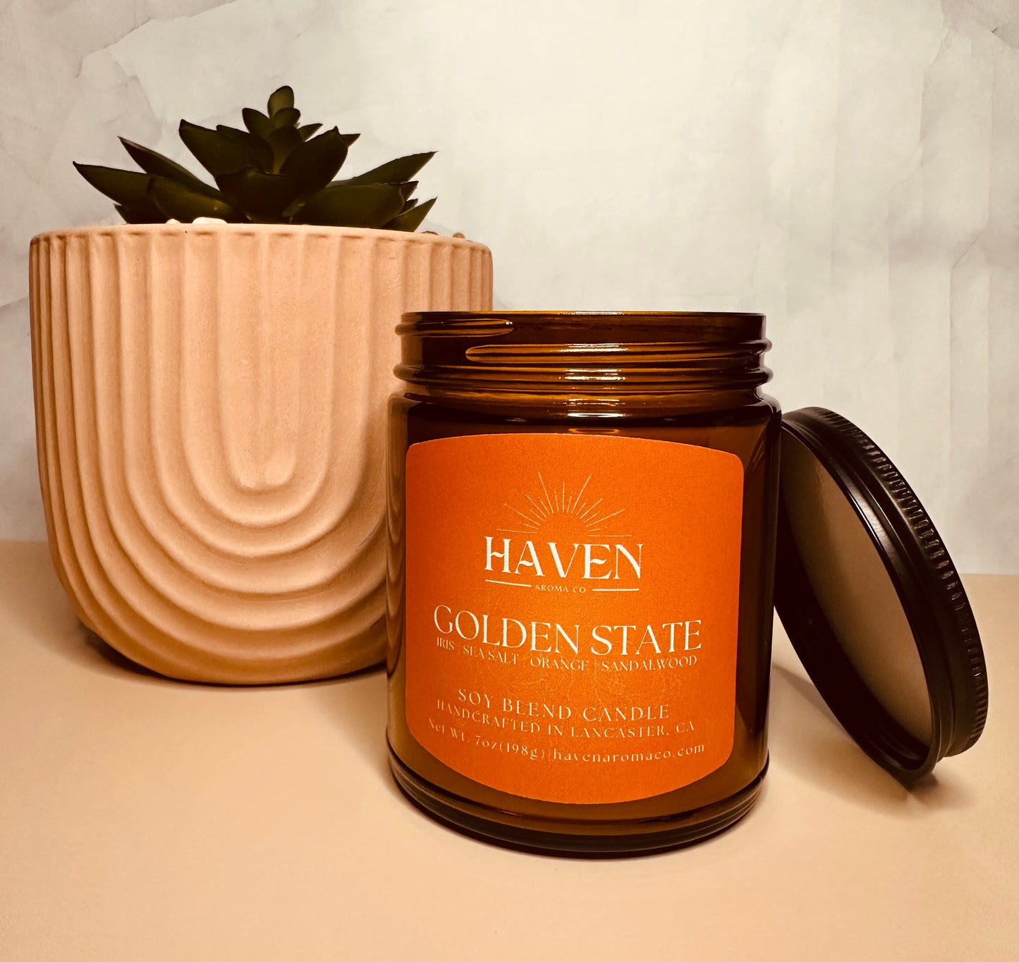 Golden State Candle- Sea Salt, Orange, Sandalwood Scent