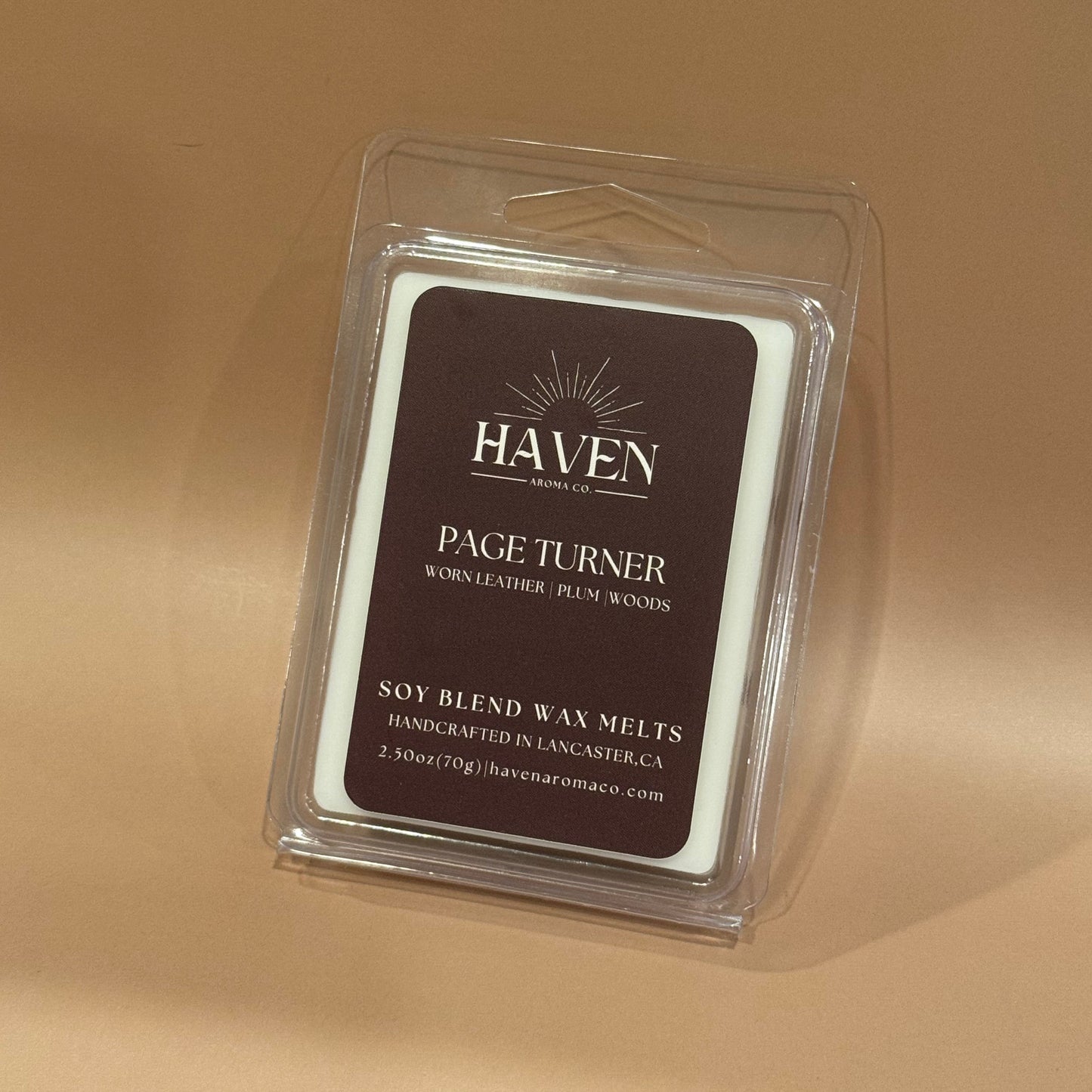 Page Turner Wax Melts- Worn Leather, Plum, Woods Scent