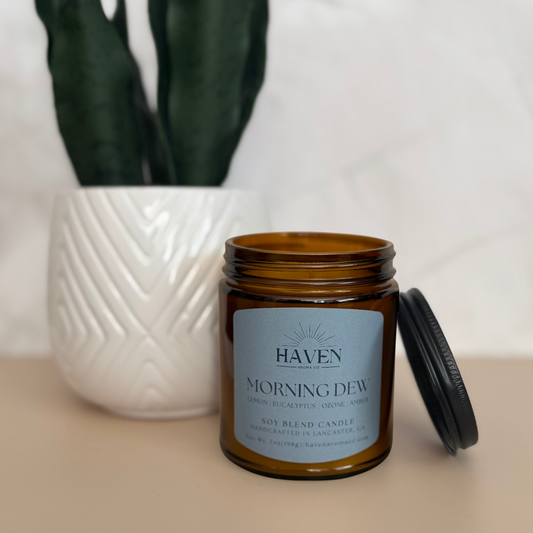Morning Dew Candle- Ozone, Lemon, Amber Scent