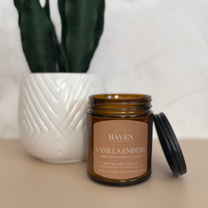 Vanilla Embers Candle- Vanilla, Amber, Tobacco Scent